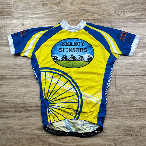 PEAK 1 SPORTS JERSEY SPINNERS Half Zip Short Sleeve Cycling Jersey Mens M Bright - Picture 1 of 9